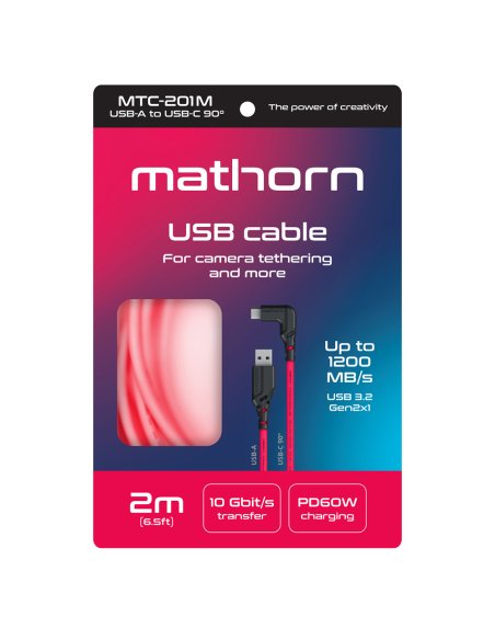Kabel fotograficzny Mathorn MTC-201M 2m 10Gbps 60W USB A-C90 Magenta