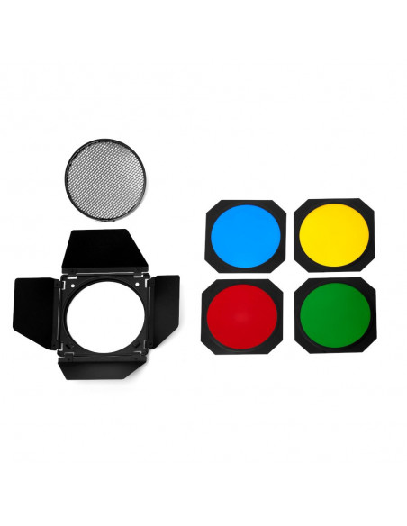 GlareOne Barn Door Kit with Grid and Gels for 18cm Reflectors