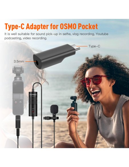 Synco S6P mikrofon krawatowy - DJI, USB-C, mini-jack 3,5 mm