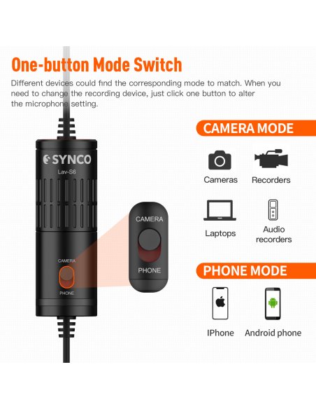 Synco S6P mikrofon krawatowy - DJI, USB-C, mini-jack 3,5 mm