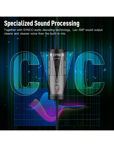 Synco S6P mikrofon krawatowy - DJI, USB-C, mini-jack 3,5 mm