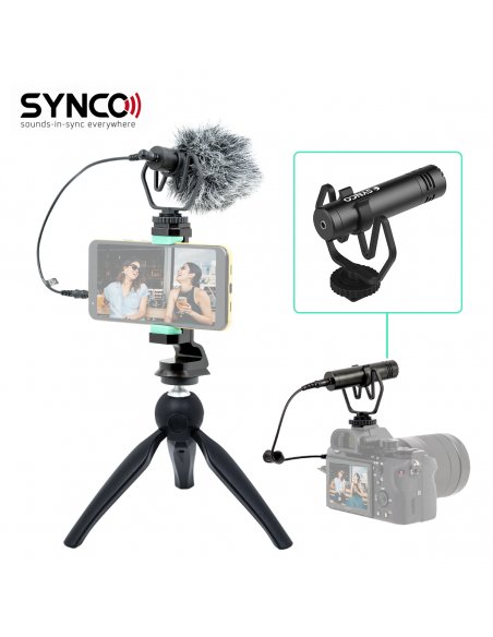 Synco M1P mikrofon nakamerowy + mini statyw + uchwyt mobilny
