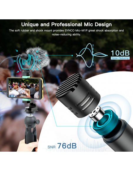 Synco M1P mikrofon nakamerowy + mini statyw + uchwyt mobilny