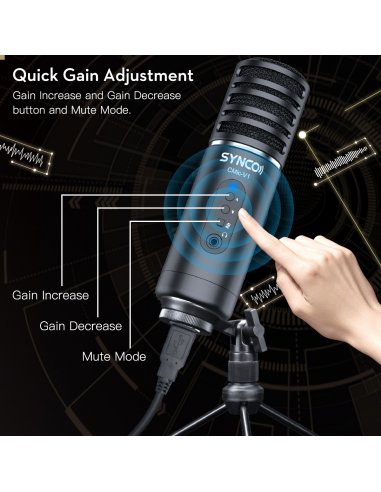 Synco V1 mikrofon USB z odsłuchem - pojemnościowy