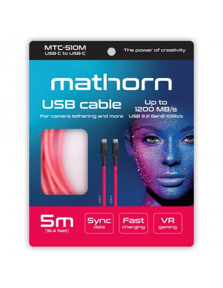 Kabel fotograficzny Mathorn MTC-510M 5m 10Gbps 60W USB C-C Magenta